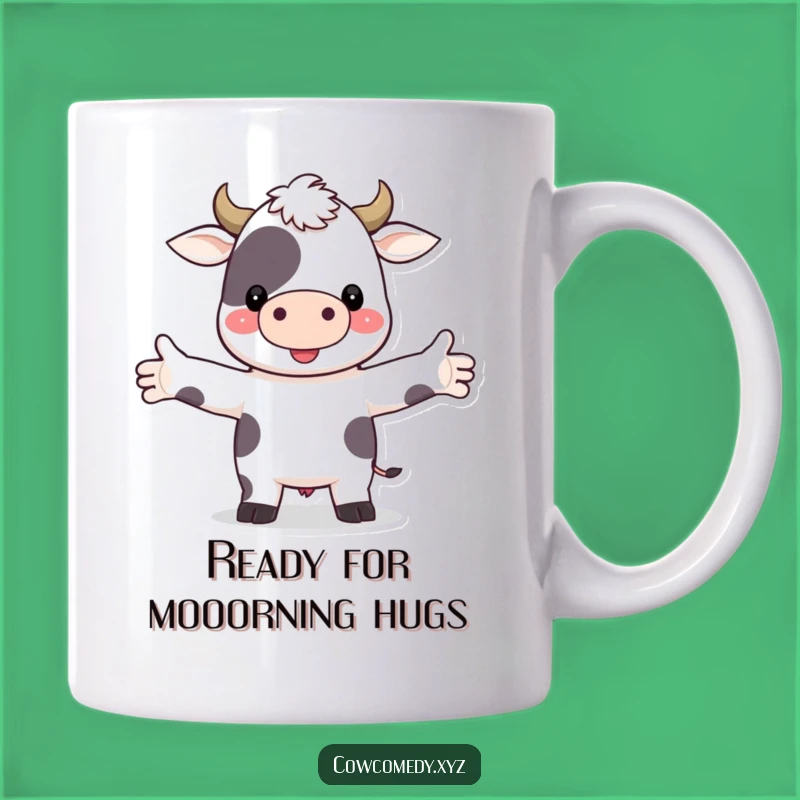 Funny Hugging Cow Mug: Adorable Farm Animal Character Ready to Embrace, Perfect Funny Gift!