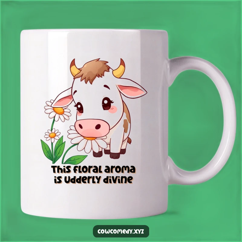 Funny Curious Cow Daisy Sniffing Mug - Hilarious Farm Animal Gift