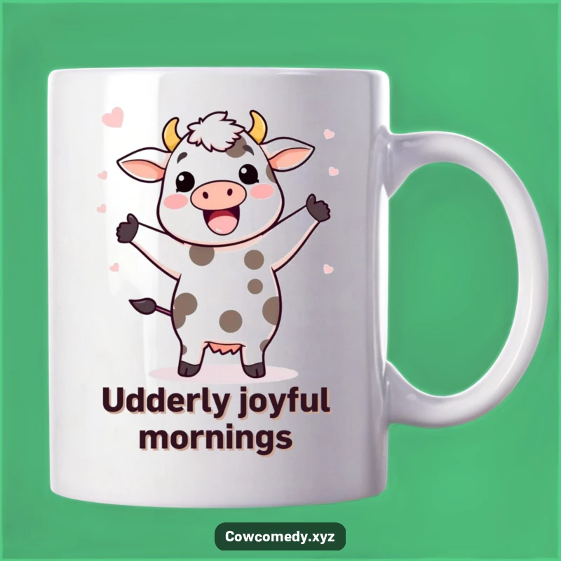 Funny Kawaii Cow Happy Dance Mug - Joyful Gift for Cow Lovers!