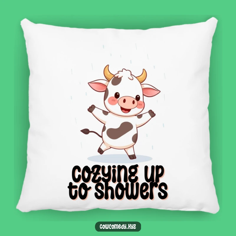 Funny Happy Cow Dancing Rain Pillow. Cozy Joyful Comfort. Adorable Funny Gift Accent!