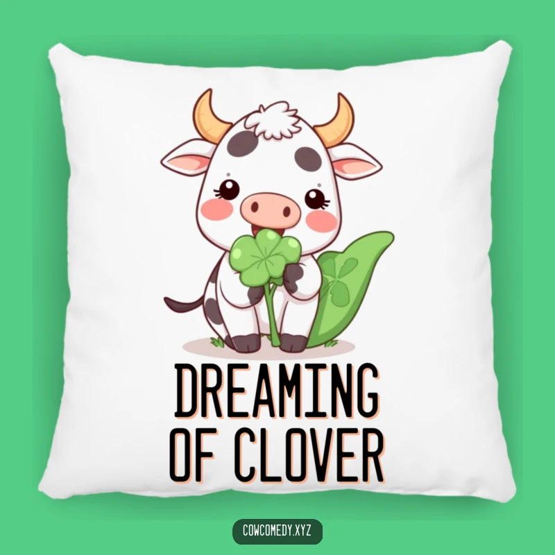 Funny Kawaii Cow Clover Pillow: Cozy Cushion for Happy Comfort