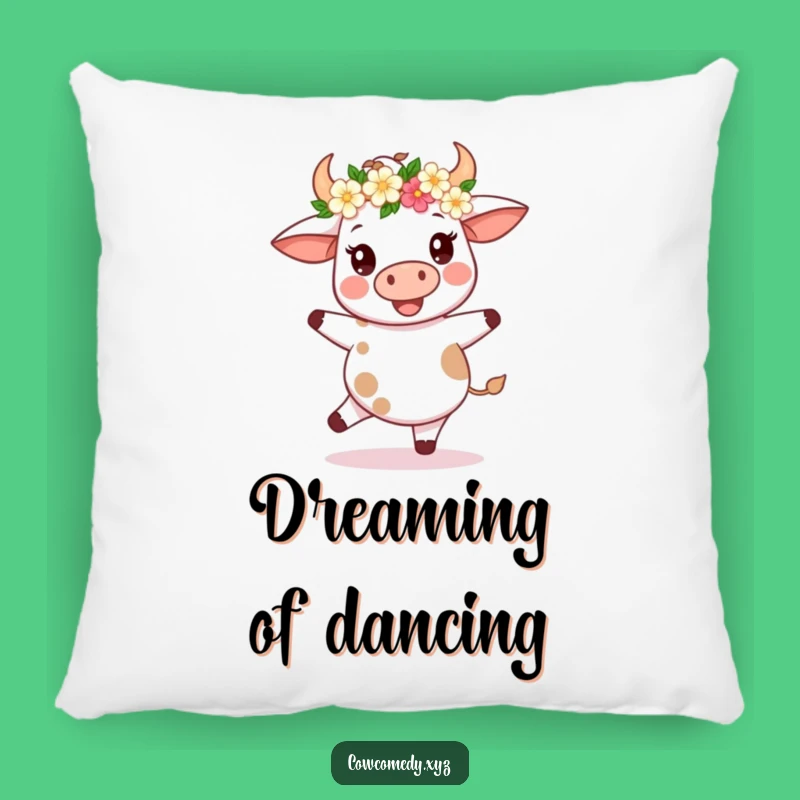 Funny Kawaii Cow Flower Crown Pillow - Soft Joyful Cushion - Cozy Gift