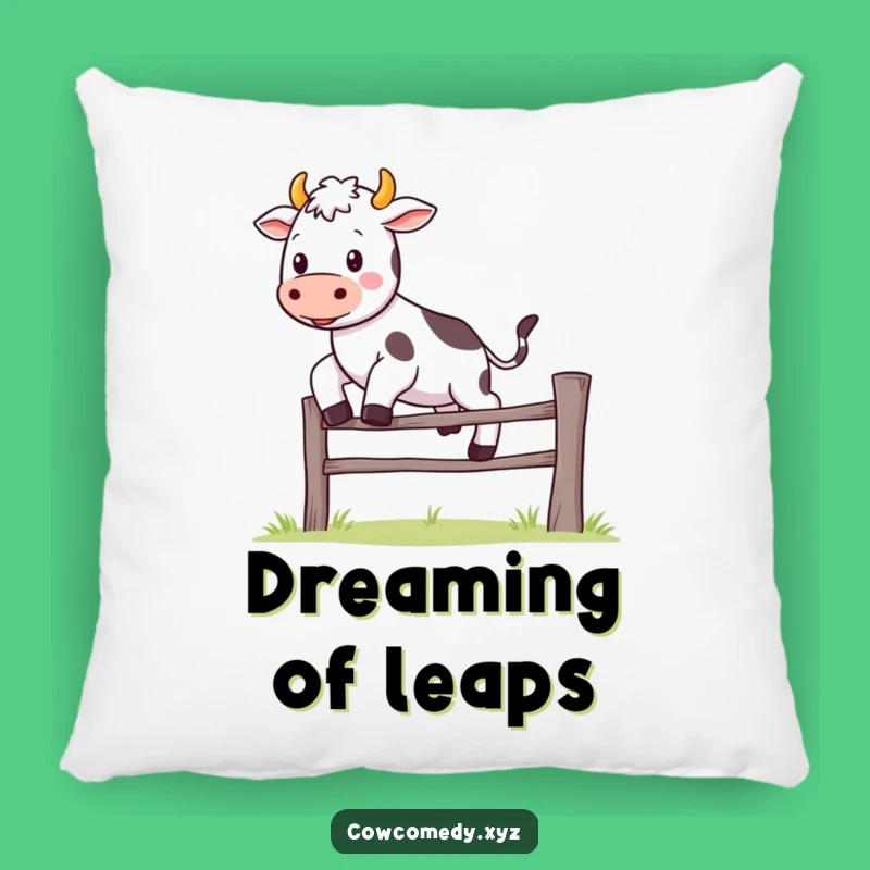 Funny Kawaii Cow Pillow: Happy Fence Leap - Comfy & Adorable Accent Pillow