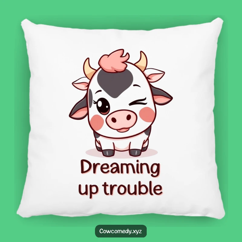 Funny Kawaii Cow Wink Pillow: Cozy Cushion for Mischievous Comfort