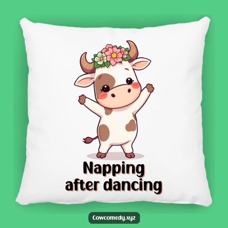 Funny Dancing Cow Flower Pillow: Silly Comfort Gift