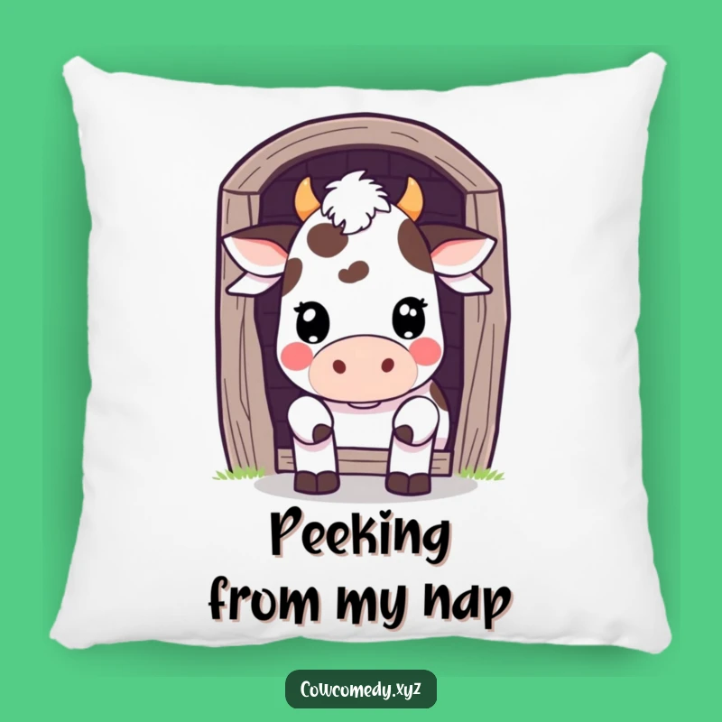 Funny Kawaii Cow Barn Peek Pillow - Cozy & Playful Accent