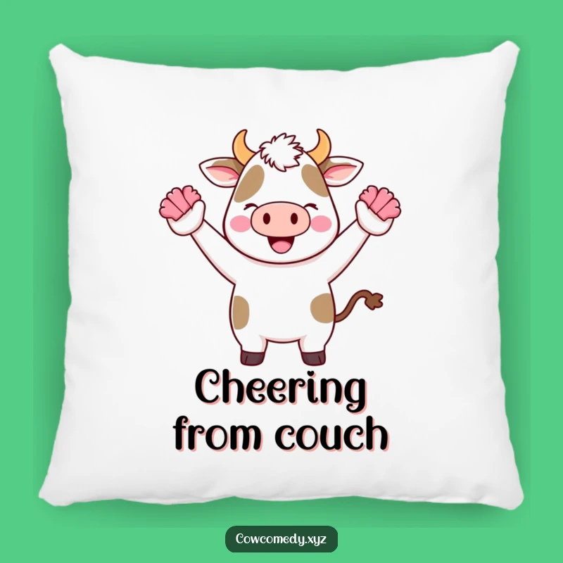 Funny Kawaii Cow Cheer Pillow: Cozy Cushion for Energetic Comfort