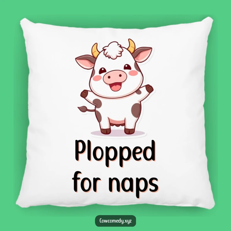 Funny Kawaii Cow Happy Hop Pillow - Soft Plump Cushion - Cozy Gift