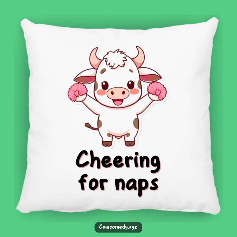 Funny Kawaii Cow Pillow: Cheerful Pom-Pom Cushion, Your Perfect Comfort Funny Gift!