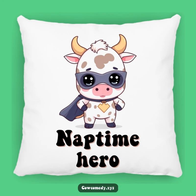Funny Kawaii Cow Superhero Pillow: Cozy Bovine Hero for Hilarious Comfort