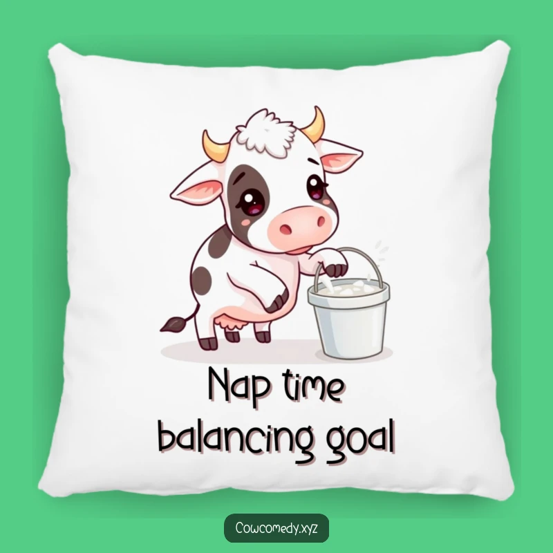 Funny Cow Balancing Milk Bucket Pillow: Comfy & Comical Home Decor, Perfect Funny Gift