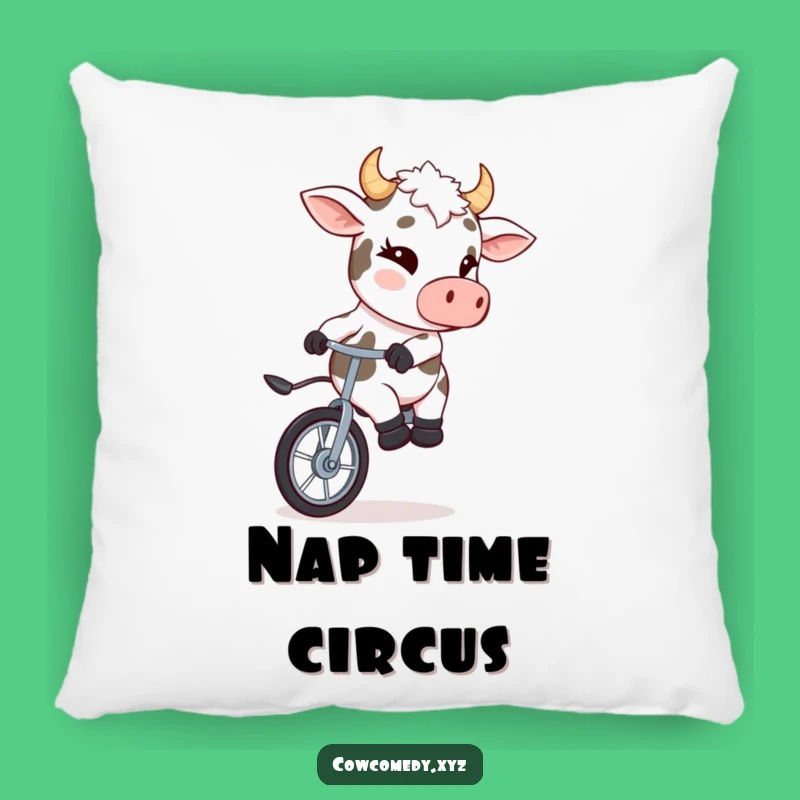 Funny Cow Unicyclist Pillow: Comfy Cuddles with a Cheeky Grin