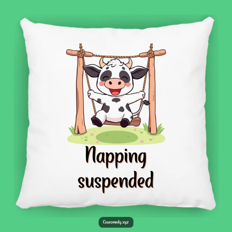 Funny Kawaii Cow Pillow: Rope Swing Joy - Comfy & Adorable Humorous Pillow