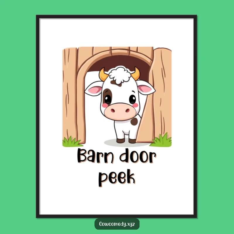 Funny Kawaii Cow Barn Digital Art: Instant Download Playful Decor