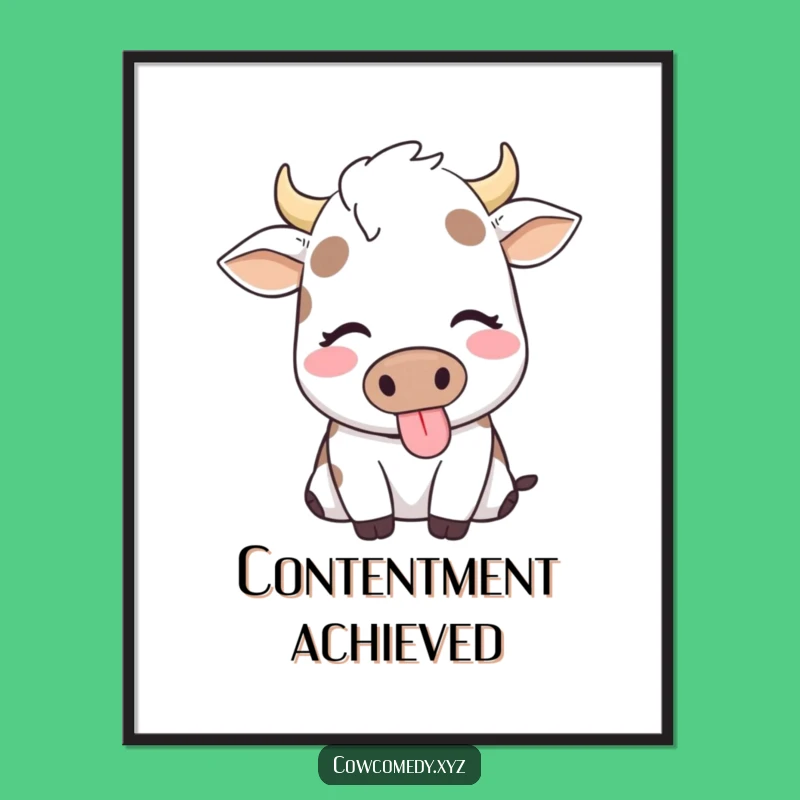 Funny Cow Digital Art: Contented Chewing, Perfect Funny Gift