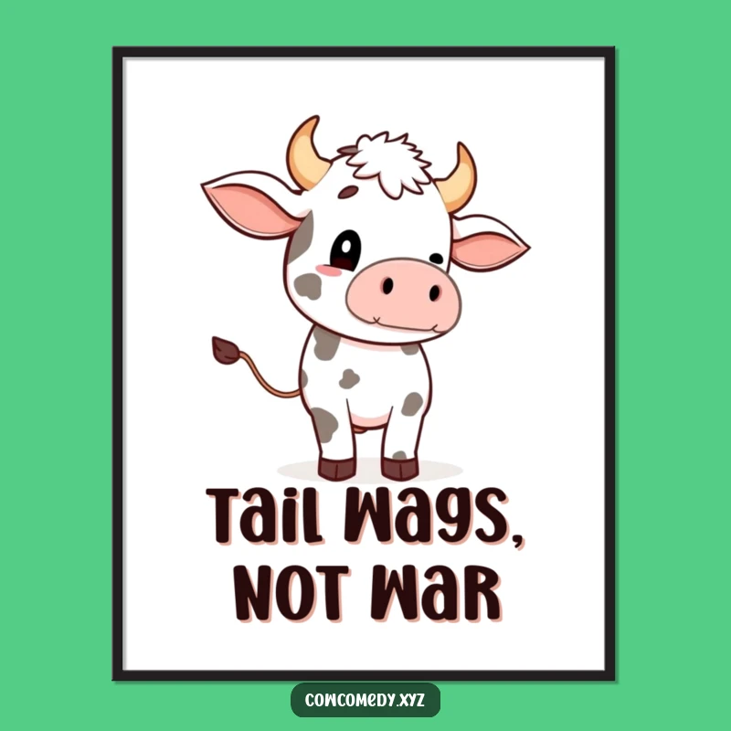 Funny Cow Tail Wave Digital Art: Instant Downloadable Farm Humor, Perfect Funny Gift