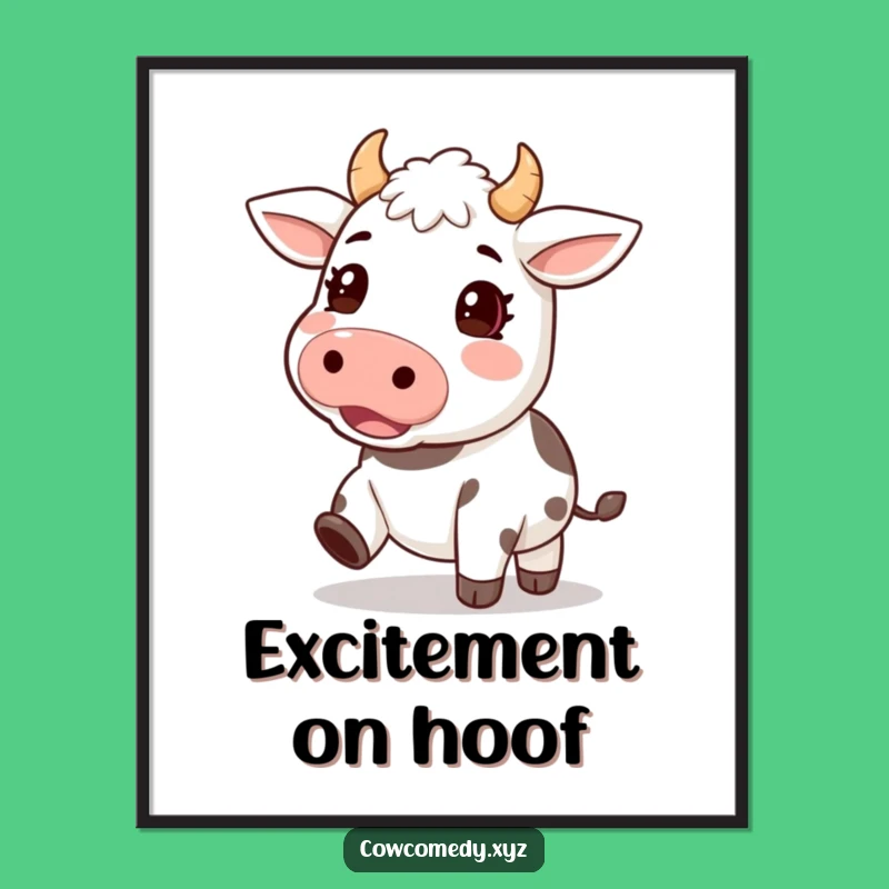 Funny Excited Cow Digital Art: Instant Kawaii Rhythm for Your Walls, Perfect Funny Gift Printable!