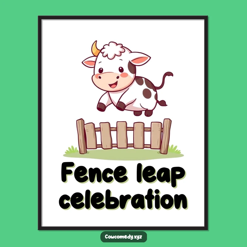 Funny Happy Cow Jump Digital Art: Instant Joy, Joyful Farm Print Gift!