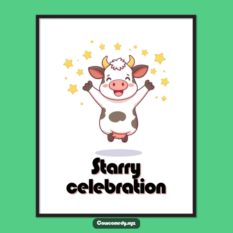 Funny Jumping Cow Digital Art: Instant Celebration for Your Walls