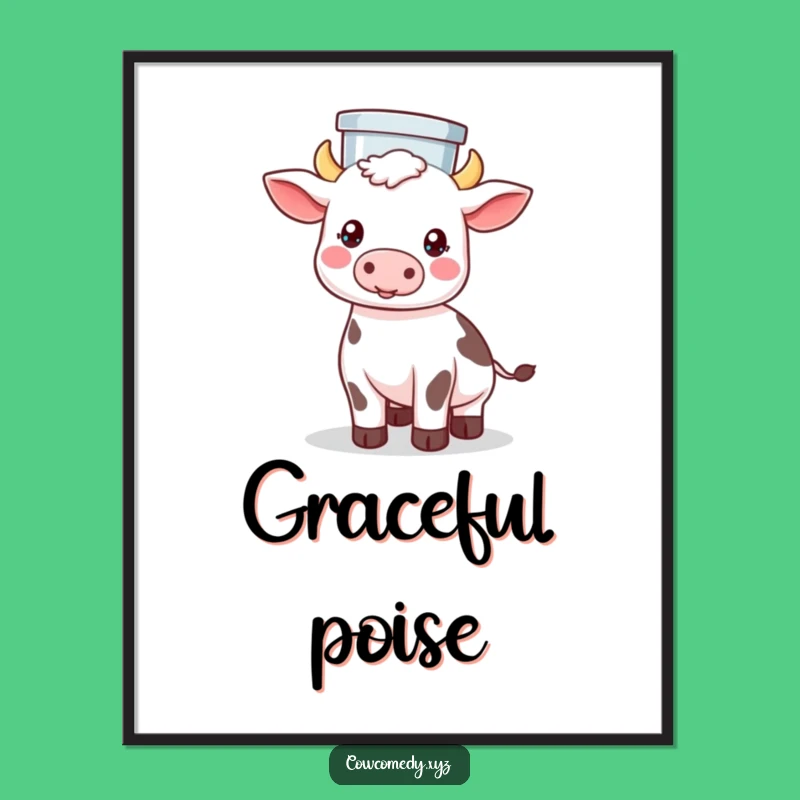 Funny Kawaii Cow Balancing Digital Art - Instant Farm Decor Gift!