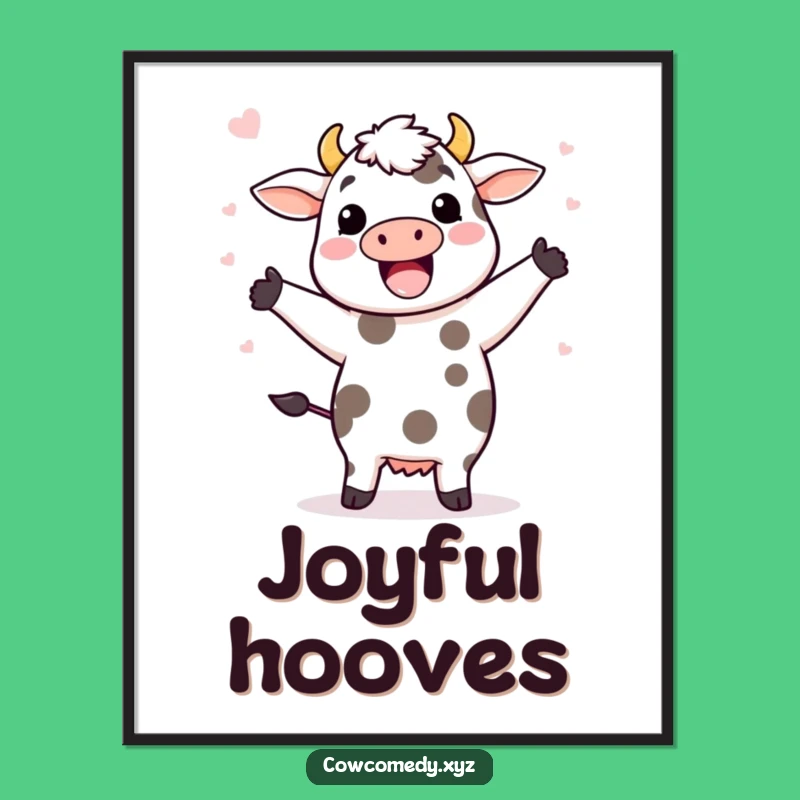 Funny Kawaii Cow Dancing Digital Art - Instant Joyful Decor Gift!