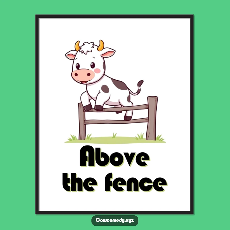 Funny Kawaii Cow Digital Art: Joyful Jump - Instant Cute & Humorous Decor