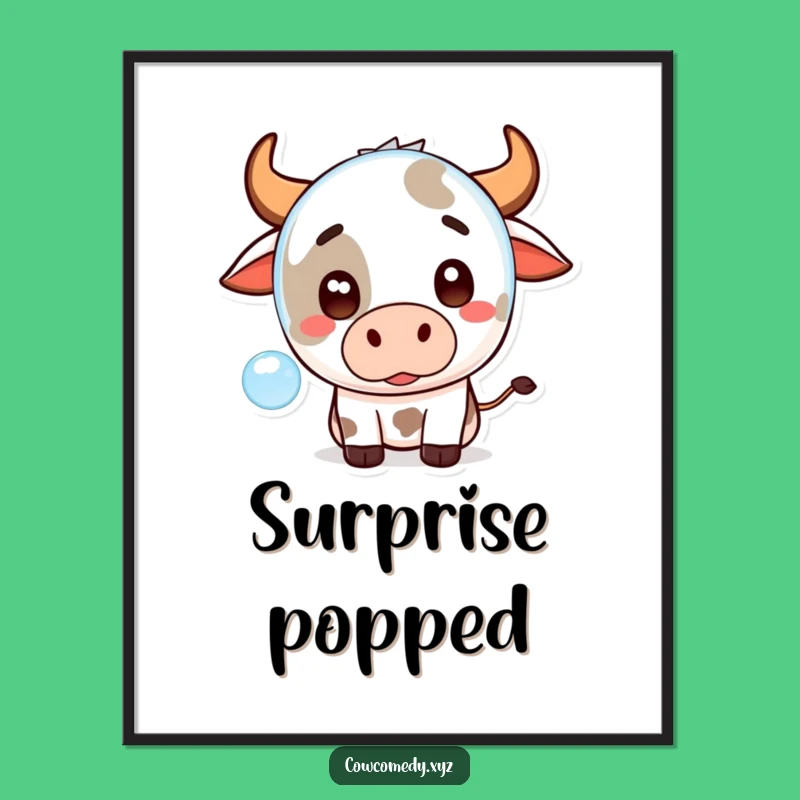 Funny Kawaii Cow Surprise Digital Art: Instant Download for Whimsical Decor