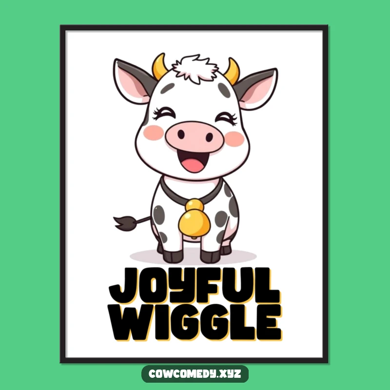 Funny Cow Bell Digital Art Print: Instant Farmyard Joy for Walls
