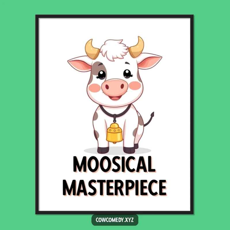 Funny Happy Cow Singing Digital Art: Instant Moo-sical Wall Decor