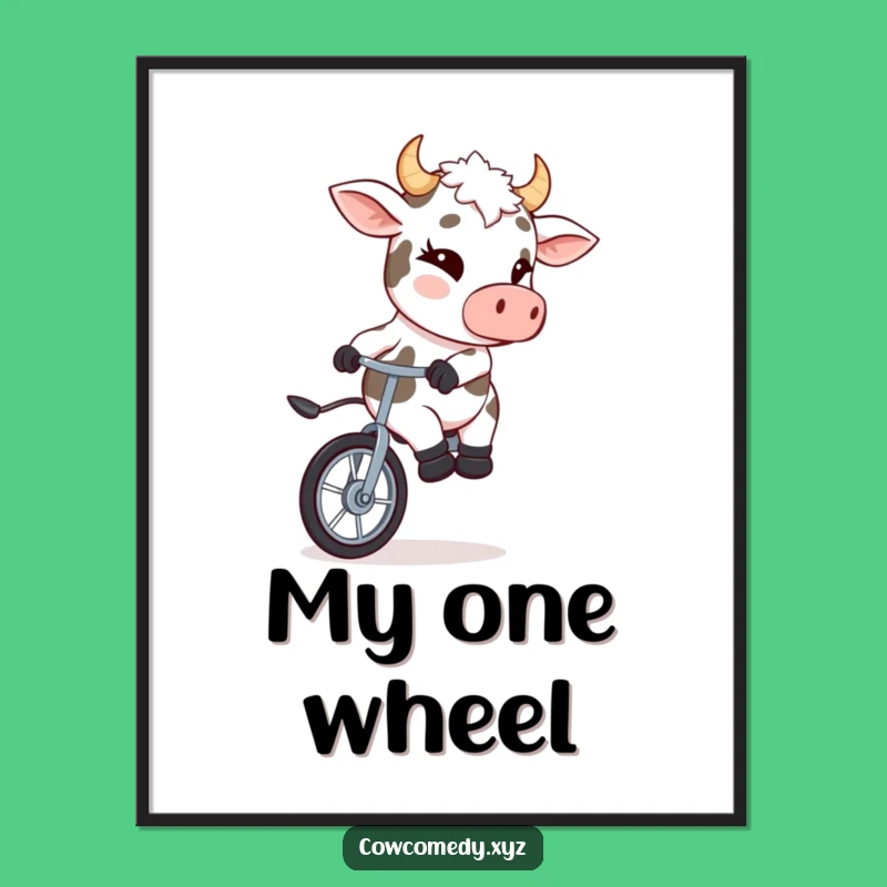 Funny Cow Unicyclist Digital Art: Instant Joy for Your Walls