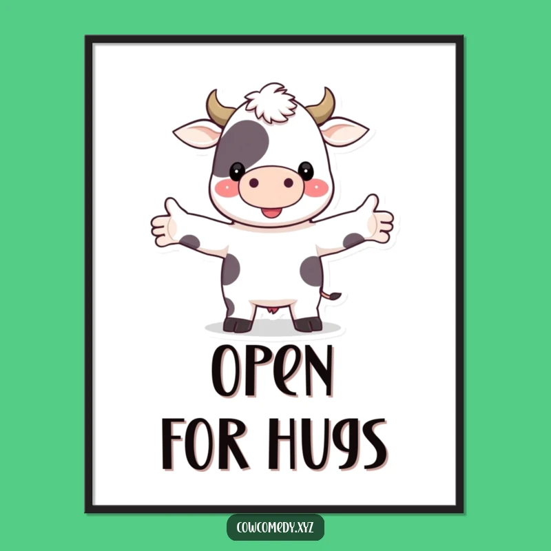 Funny Hugging Cow Digital Art: Embrace Warmth with Cute Farm Animal Art, Perfect Funny Gift Printable!
