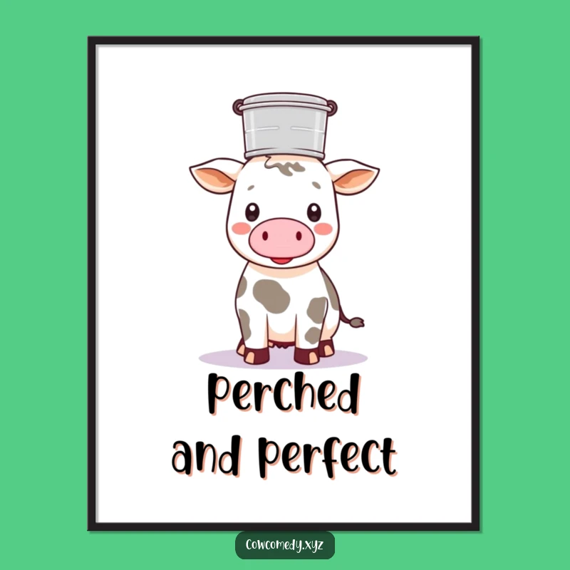 Funny Kawaii Cow Pail Digital Print: Instant Farmhouse Charm