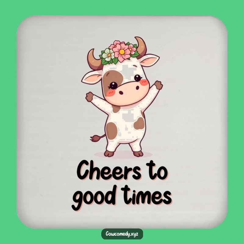 Funny Dancing Cow Coasters: Flower Crown Silly Gift