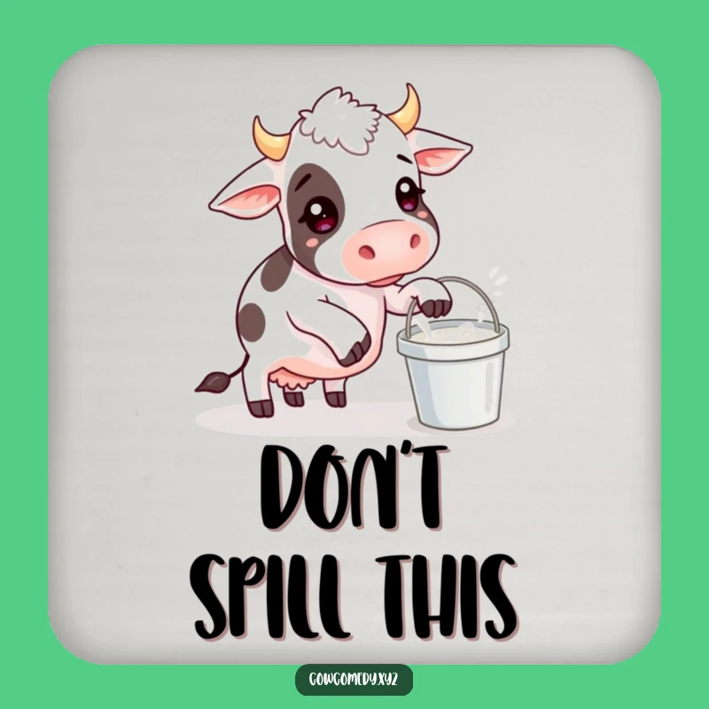 Funny Cow Balancing Milk Bucket Coaster: Protect Surfaces with Humor, Perfect Funny Gift