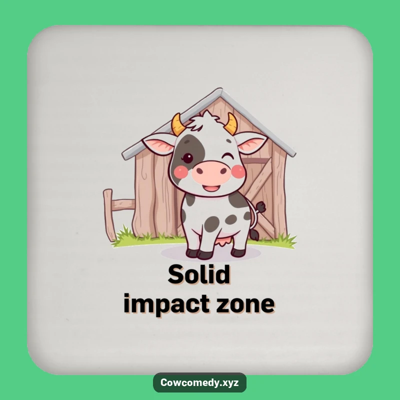 Funny Cow Bumping Barn Coaster: Playful Surface Protection, Perfect Funny Gift