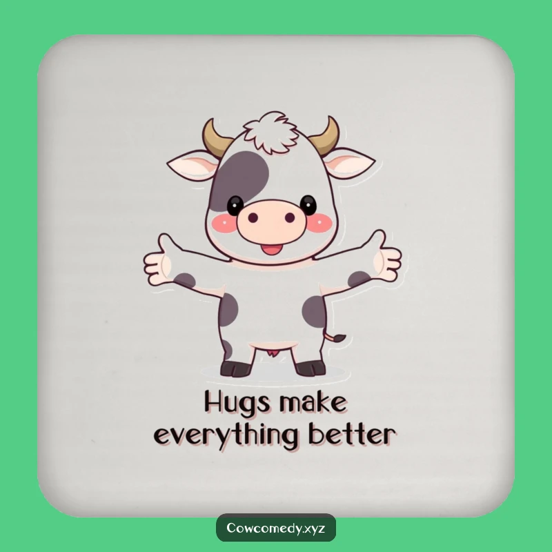 Funny Hugging Cow Drink Coaster: Protect Surfaces with a Cute Farm Animal's Warm Embrace, Sweet Funny Gift!