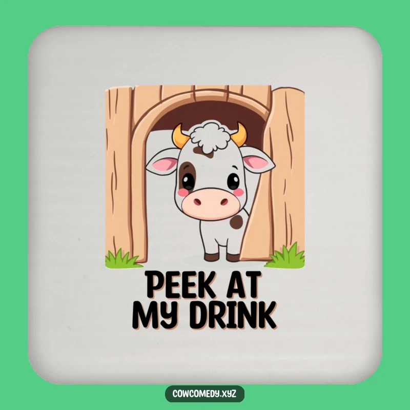 Funny Kawaii Cow Barn Drink Coaster: Cute Protection with Playful Charm
