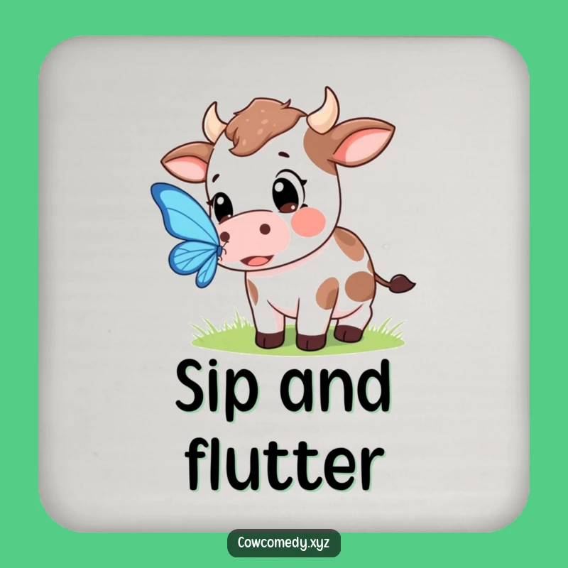 Funny Kawaii Cow Butterfly Coaster - Hilarious Table Saver Gift!