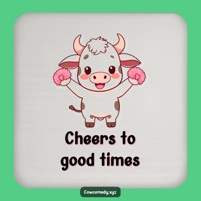 Funny Kawaii Cow Coaster: Cheerful Pom-Poms for Your Drinks, Cute Funny Gift!