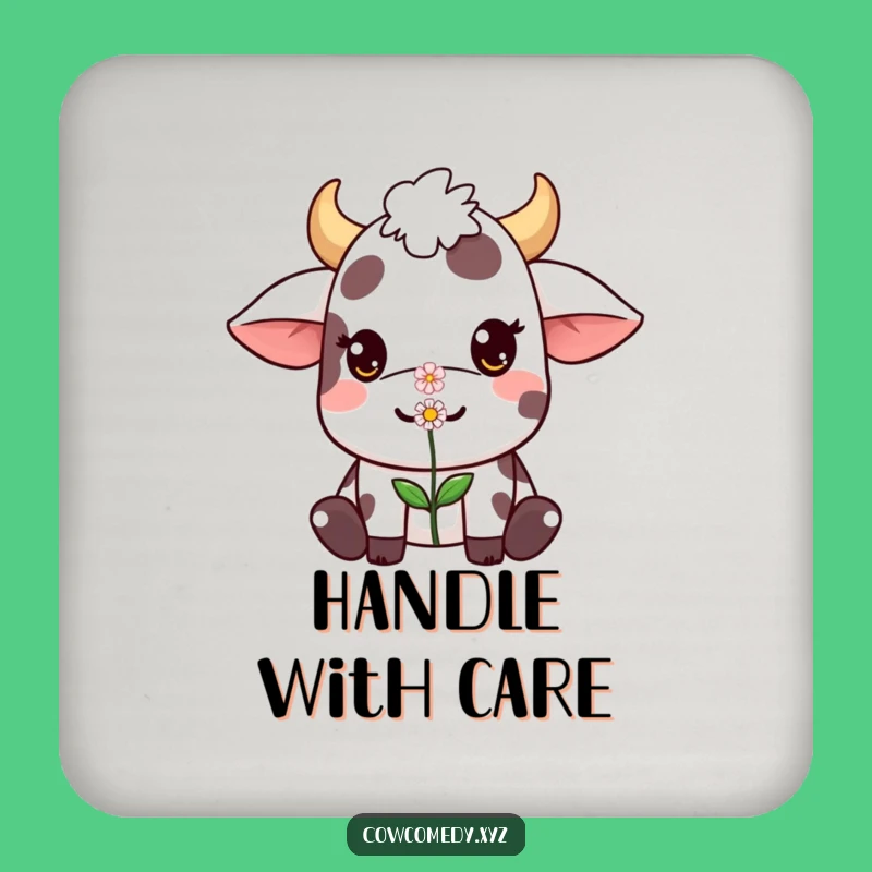 Funny Kawaii Cow Coaster: Flower Balance - Cute & Humorous Table Protection