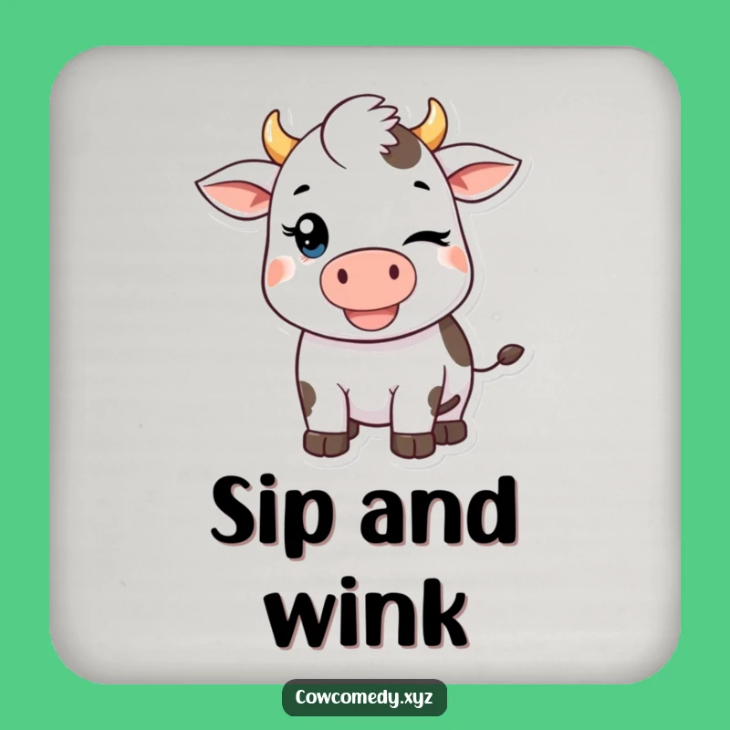 Funny Kawaii Cow Coaster: Winking Protection for Your Surfaces, Cute Funny Gift!