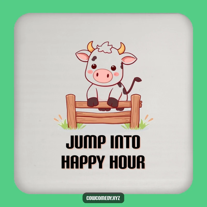Funny Kawaii Cow Jumping Drink Coaster: Protect Surfaces with Action