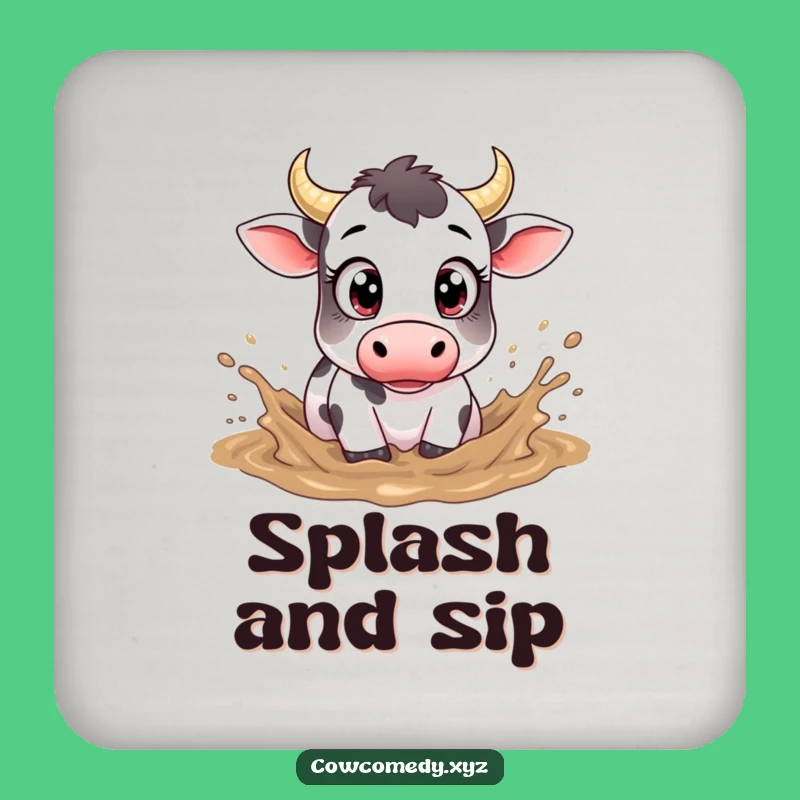 Funny Muddy Cow Coaster: Protect Surfaces, Big Eyes Playful Decor Gift!