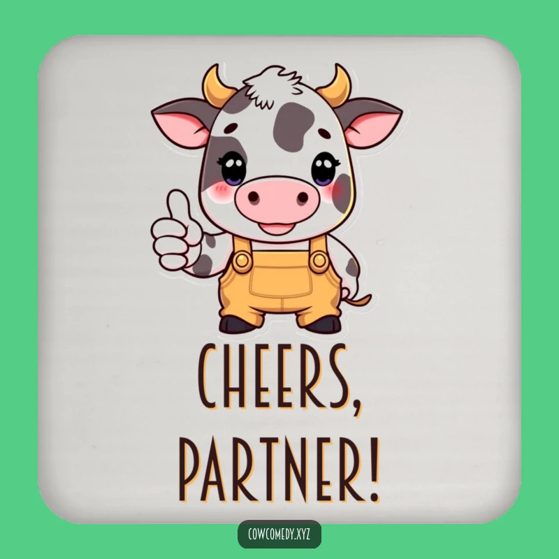 Funny Overalls Cow Coaster: Farmhouse Style, Perfect Funny Gift