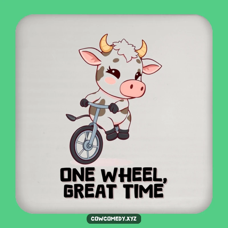 Funny Cow Unicyclist Coasters: Protect Surfaces with a Smile