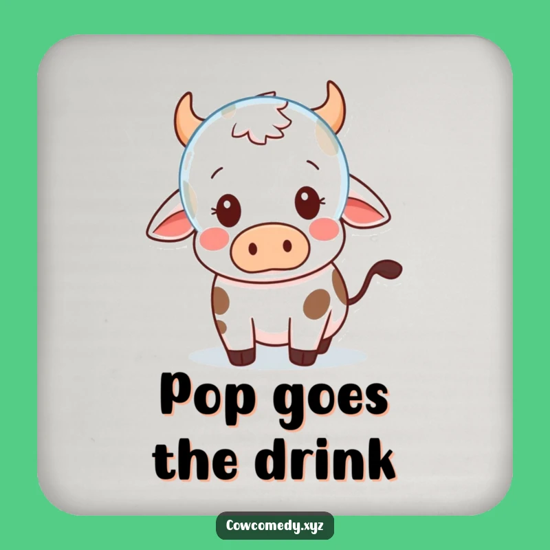 Funny Kawaii Cow Bubble Surprise Coaster - Protect Surfaces with Cuteness