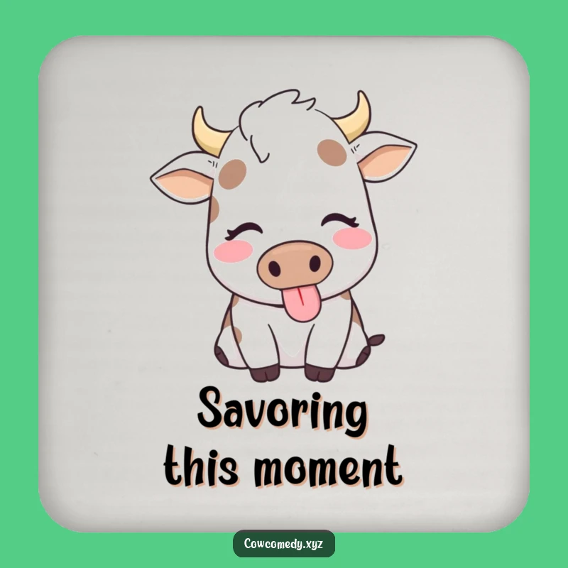 Funny Contented Cow Coaster: Peaceful Charm, Perfect Funny Gift