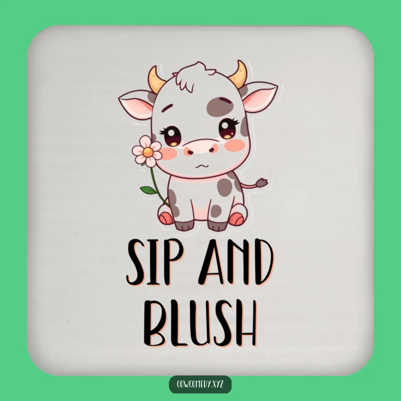 Funny Kawaii Cow Blushing Drink Coaster: Protect Surfaces with Sweetness
