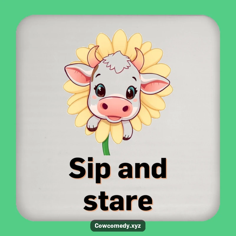 Funny Kawaii Cow Daisy Coaster: Protect Surfaces with Cute Charm, Perfect Funny Gift