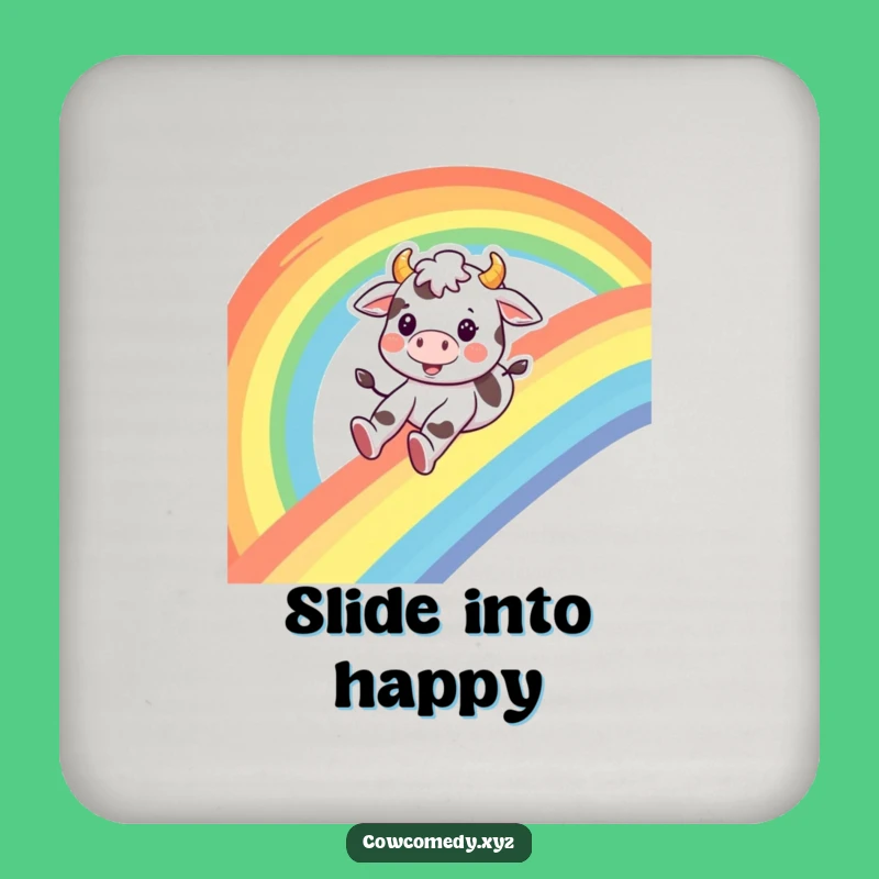 Funny Cow Rainbow Slide Coaster Set: Colorful & Hilarious Table Protection